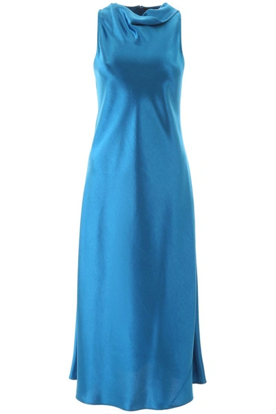 Shop Sies Marjan Andy Glossy Satin Dress In Sapphire Blue