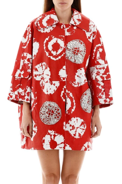 Shop Area Jacquard Coat With Crystals In Red White