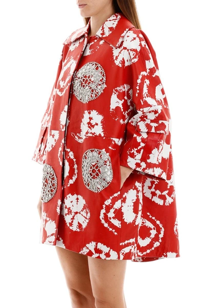 Shop Area Jacquard Coat With Crystals In Red White