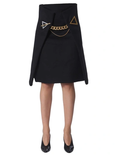 Shop Bottega Veneta Midi Skirt In Black