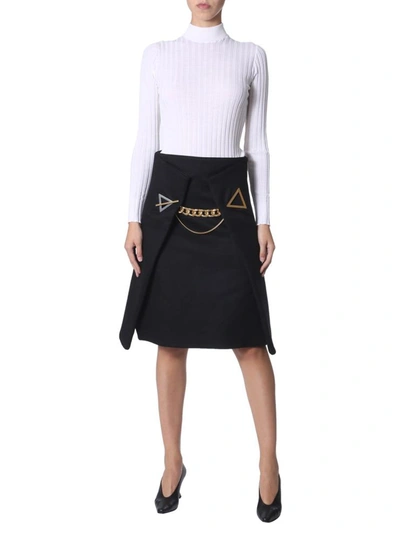 Shop Bottega Veneta Midi Skirt In Black