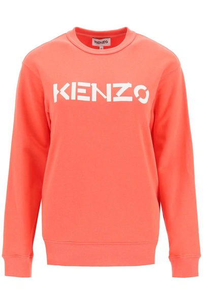 Shop Kenzo Sweatshirt With Logo Print In Tangerine