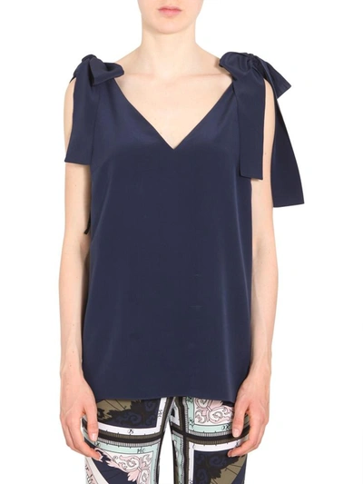 Shop Tory Burch Silk Top In Blue