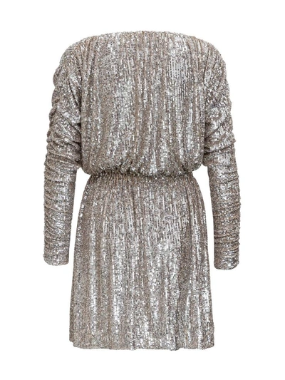 Shop Saint Laurent Sequined Dress In Metallic