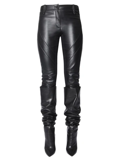 Shop Alberta Ferretti Leather Trousers In Black