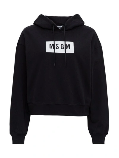 Shop Msgm Hoodie With Logo In Black