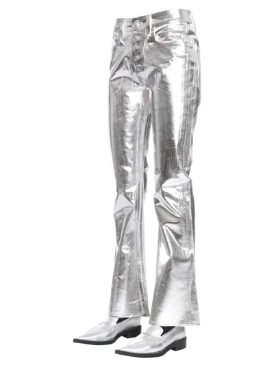 Shop Mm6 Maison Margiela Jeans With Metallic Coating In Silver