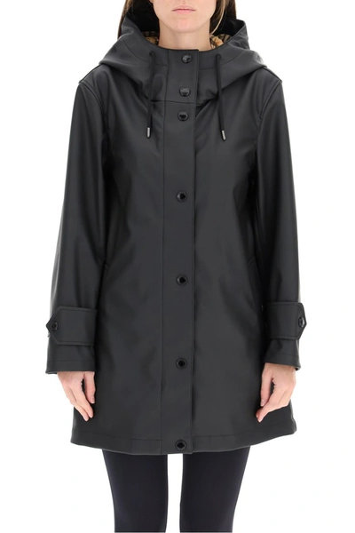 Shop Burberry Hooded Parka Jacket In Black White