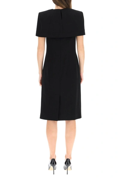 Shop Givenchy Dress In Wool Crepe With Cape In Black