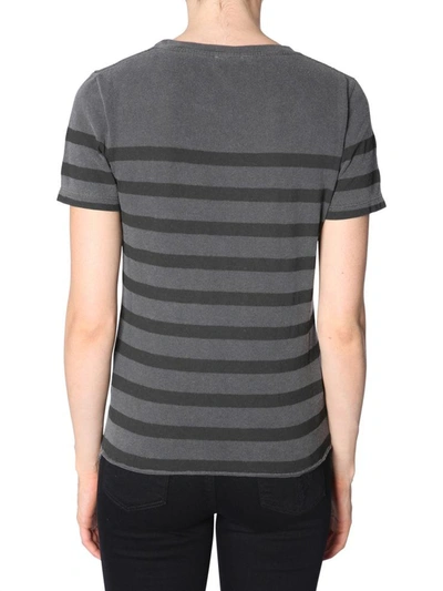 Shop Saint Laurent Striped T-shirt In Black