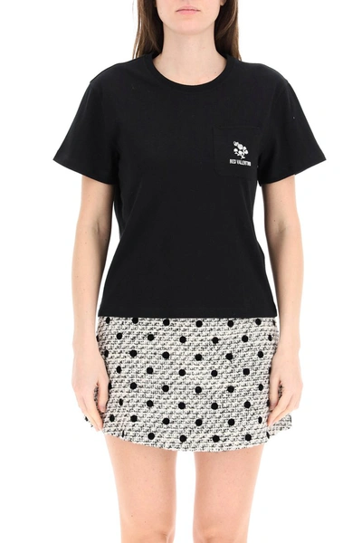 Shop Red Valentino T-shirt With Clover Embroidery In Nero