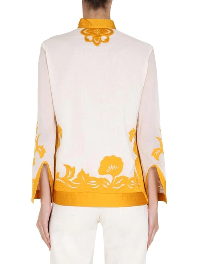 Shop Tory Burch "appliqué Tunic" Shirt In White