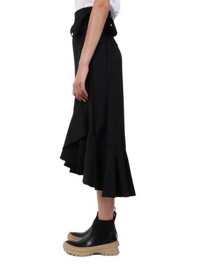 Shop Ganni Crepe Wrap Skirt In Black