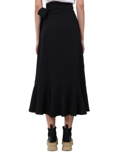 Shop Ganni Crepe Wrap Skirt In Black