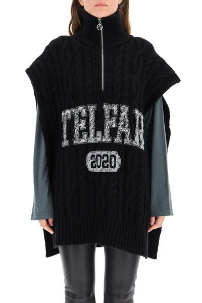 Shop Telfar Sleeveless Cable-knit Sweater In Black