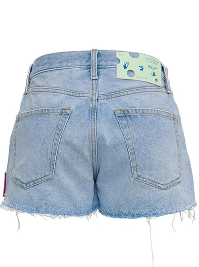 Shop Off-white Denim Shorts In Light Blue