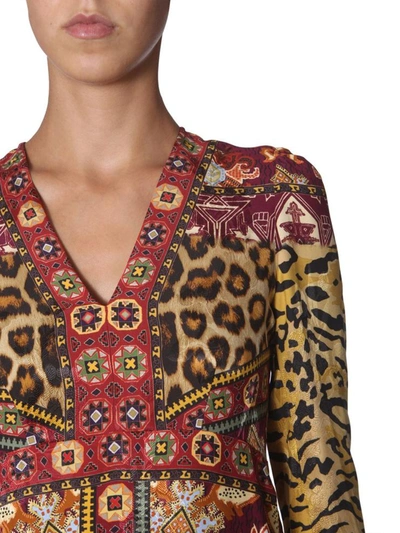 Shop Etro Animal Print Dress In Multicolour