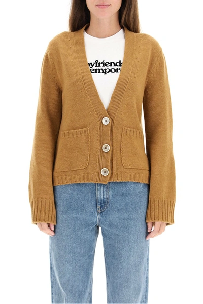 Shop Off-white Wool Twin-set Cardigan In Camel Camel