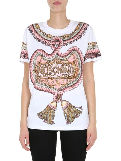 Shop Moschino Round Neck T-shirt In White