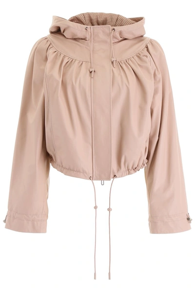 Shop Drome Hooded Bomber Jacket In Soft Powder