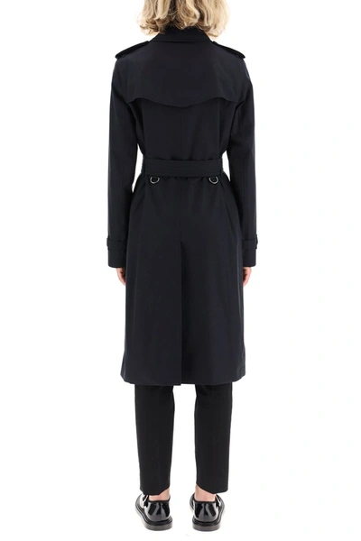 Shop Burberry Kensington Long Trench Coat In Midnight