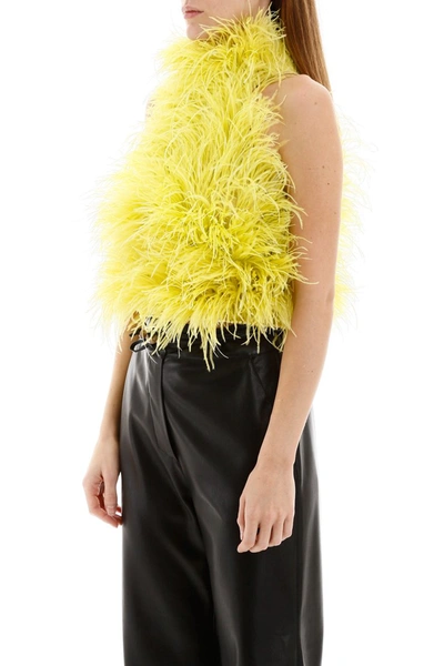 Shop Attico The  Marabou Top In Lime