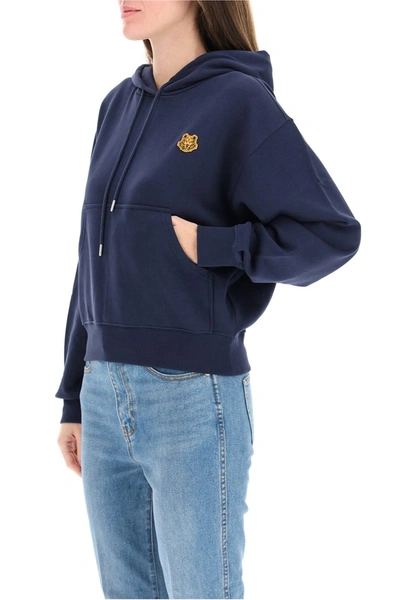 Shop Kenzo Tiger Patch Hoodie In Bleu Marine