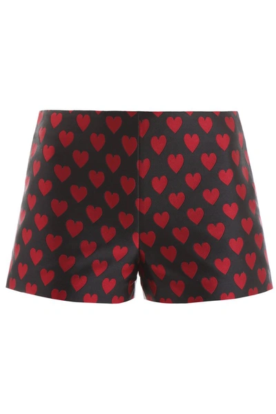 Shop Red Valentino Jacquard Hearts Shorts In Nero