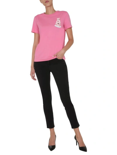 Shop Moschino Round Neck T-shirt In Pink