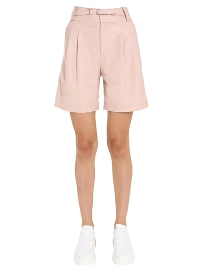 Shop Red Valentino Leather Shorts In Nude