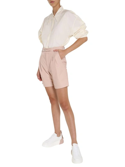 Shop Red Valentino Leather Shorts In Nude