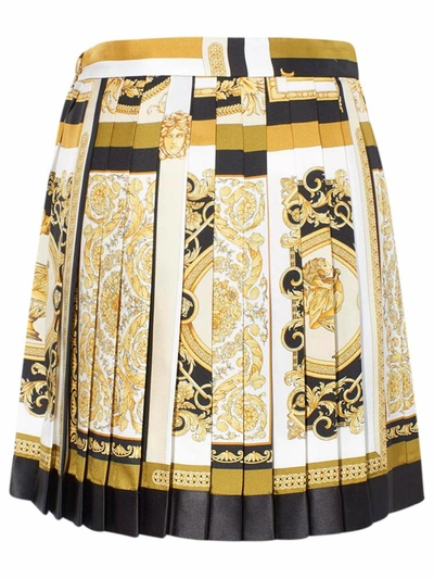 Shop Versace White Barocco Skirt In Gold