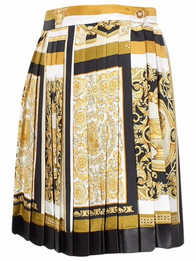 Shop Versace White Barocco Skirt In Gold