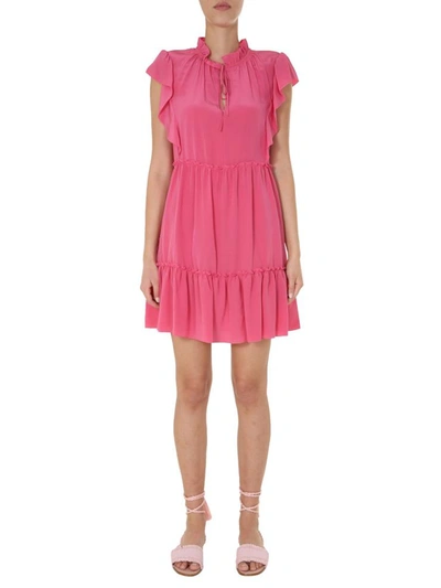 Shop Red Valentino Dress With Flounds In Pink