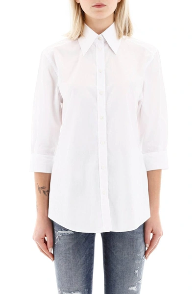 Shop Dolce & Gabbana Basic Shirt In Bianco Ottico