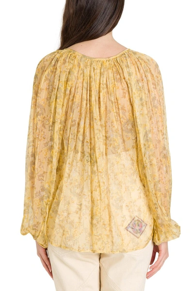 Shop Leonie Floral Blouse In Chiffon In Yellow