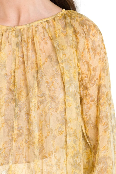 Shop Leonie Floral Blouse In Chiffon In Yellow
