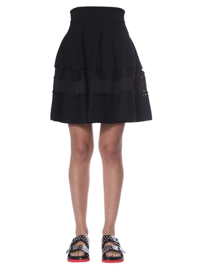 Shop Alexander Mcqueen Knitted Skirt In Black