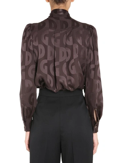 Shop Dolce & Gabbana Shirt With Bow In Dark Brown
