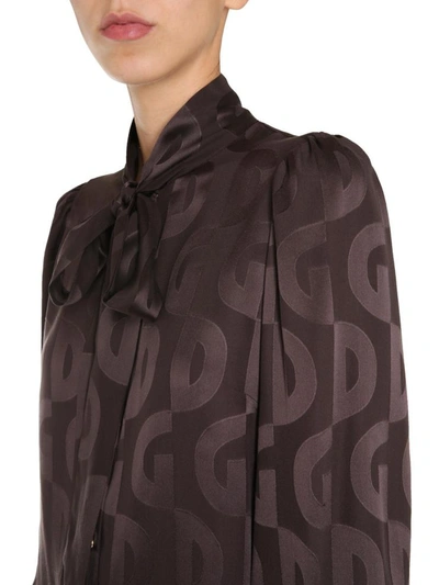 Shop Dolce & Gabbana Shirt With Bow In Dark Brown