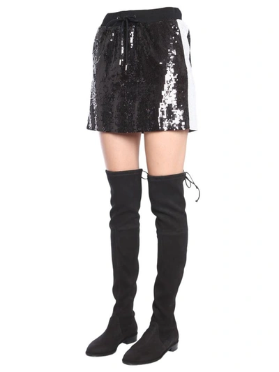 Shop Alberta Ferretti Sequin Skirt In Black