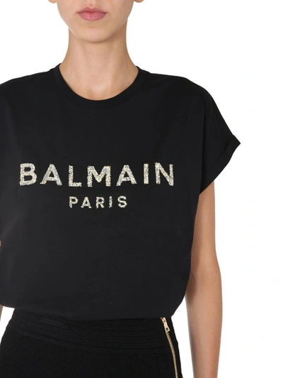 Shop Balmain Crew Neck T-shirt In Black
