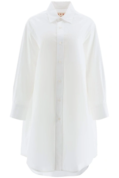 Shop Marni Maxi Shirt Dress In White