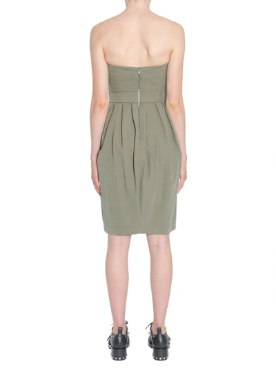 Shop Moschino Tie Front Zip Dress In Military Green