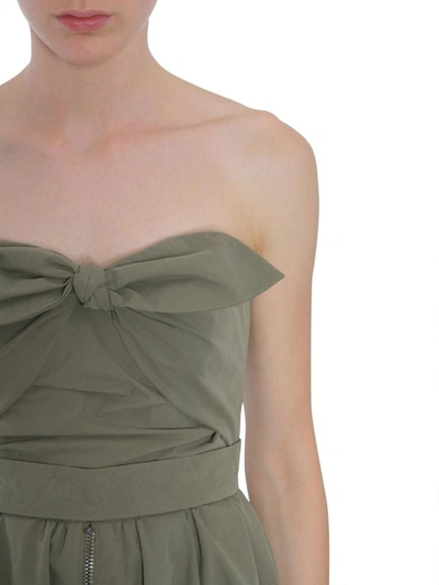 Shop Moschino Tie Front Zip Dress In Military Green