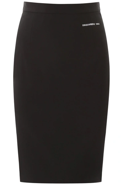 Shop Dsquared2 Logo Pencil Skirt In Black