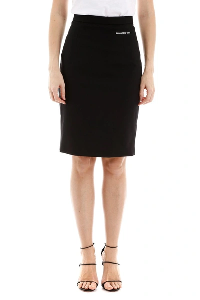 Shop Dsquared2 Logo Pencil Skirt In Black