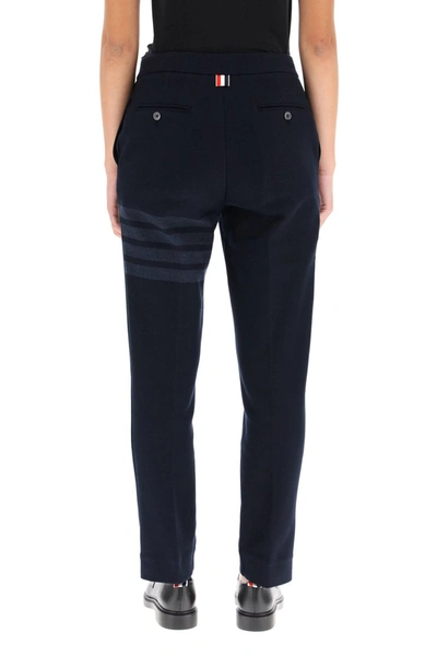 Shop Thom Browne 4-bar Cotton Trousers In Navy