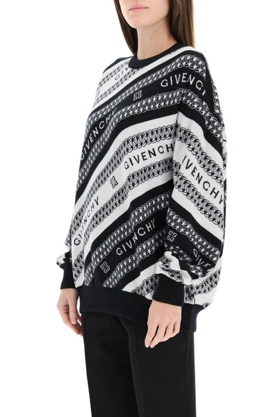 Shop Givenchy Chaîne Jacquard Pullover In Black White