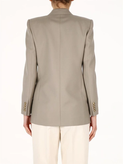 Shop Saint Laurent Double-breasted Jacket In Wool Gabardine In Grey